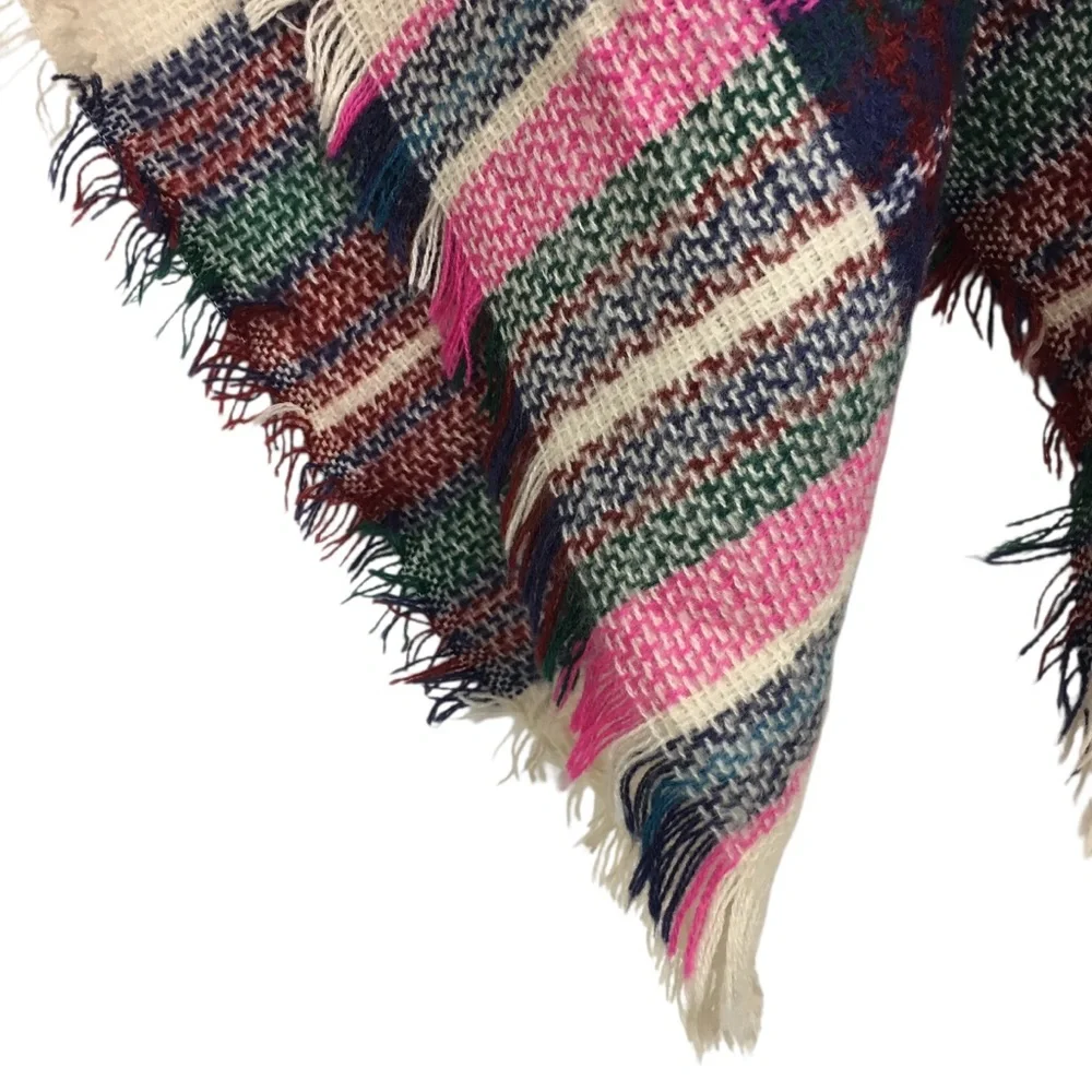 BLANKET SCARF Tartan Plaid Fringe Oversized Holiday Festive Christmas Cozy Shawl